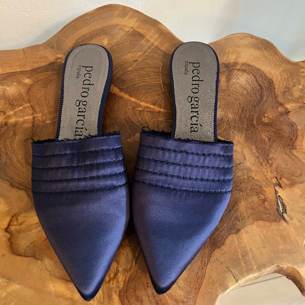 Pedro Garcia Women's Navy Satin Mules